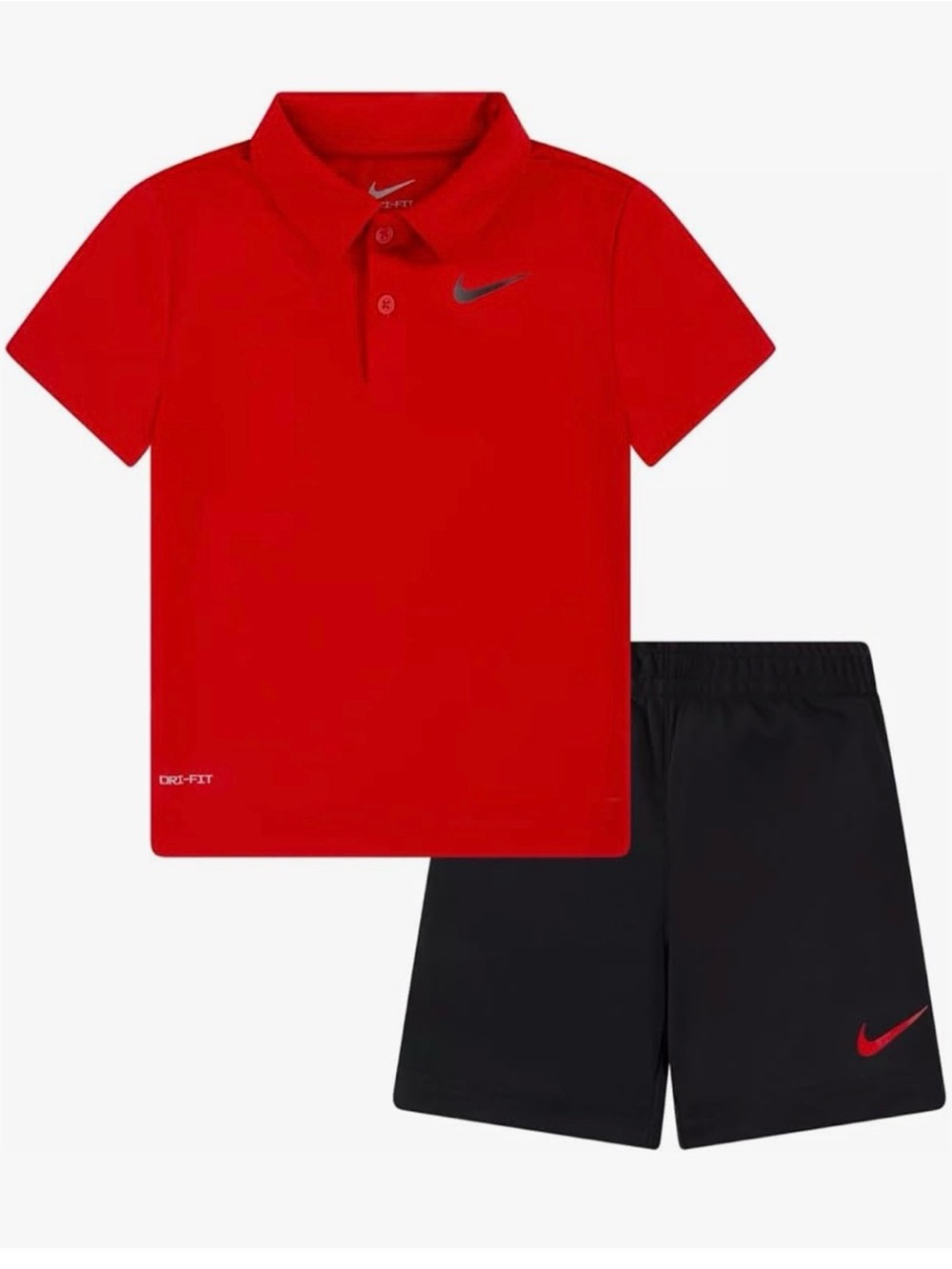 Nike Red Polo Shirt with Black Athletic Shorts Set